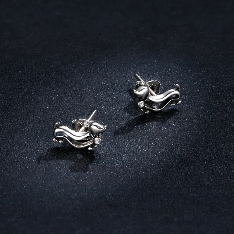 (image for) Pandora Style Silver Dachshund Stud Earrings - SCE952 - View 5