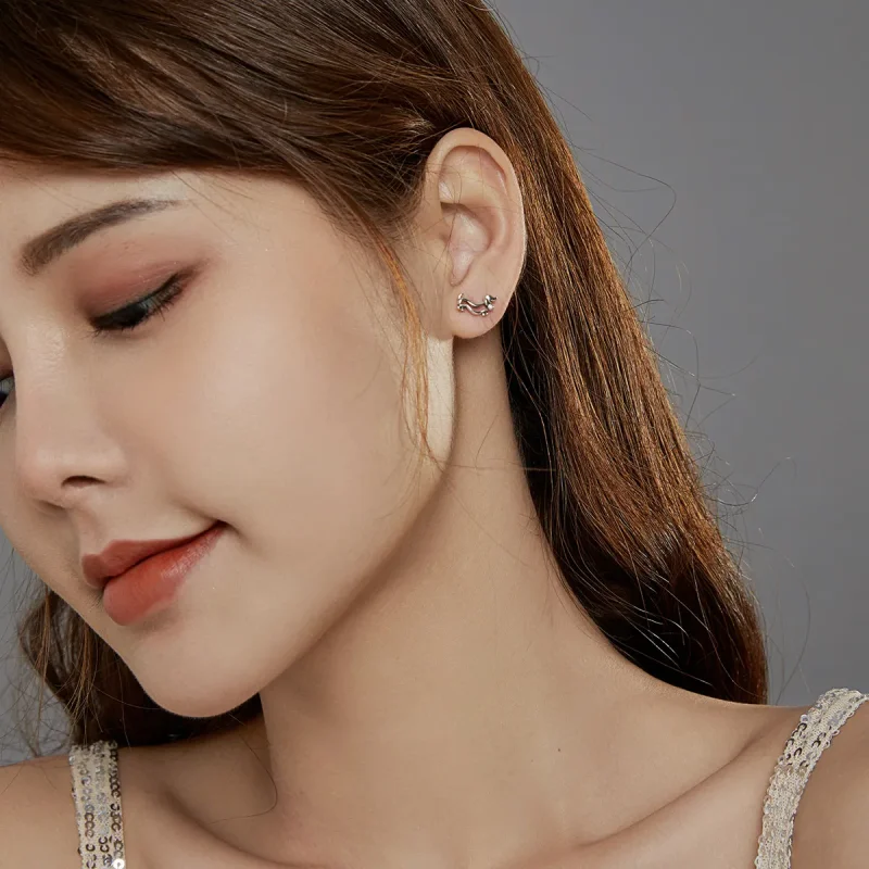 (image for) Pandora Style Silver Dachshund Stud Earrings - SCE952 - View 7