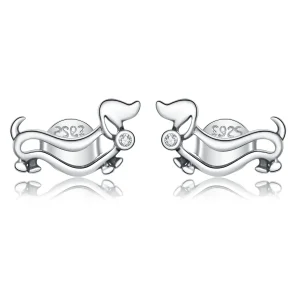 (image for) Pandora Style Silver Dachshund Stud Earrings - SCE952