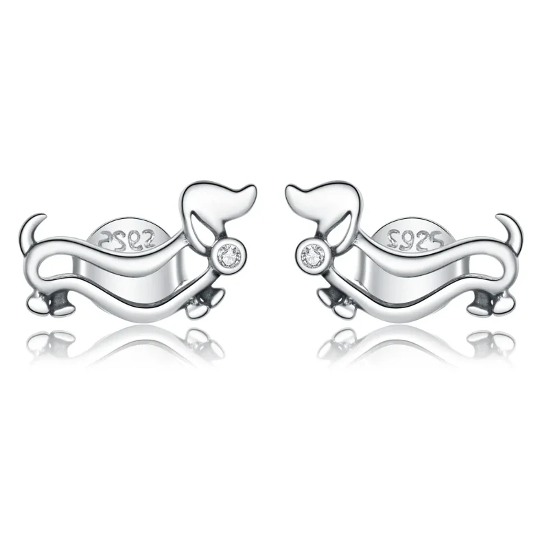 (image for) Pandora Style Silver Dachshund Stud Earrings - SCE952
