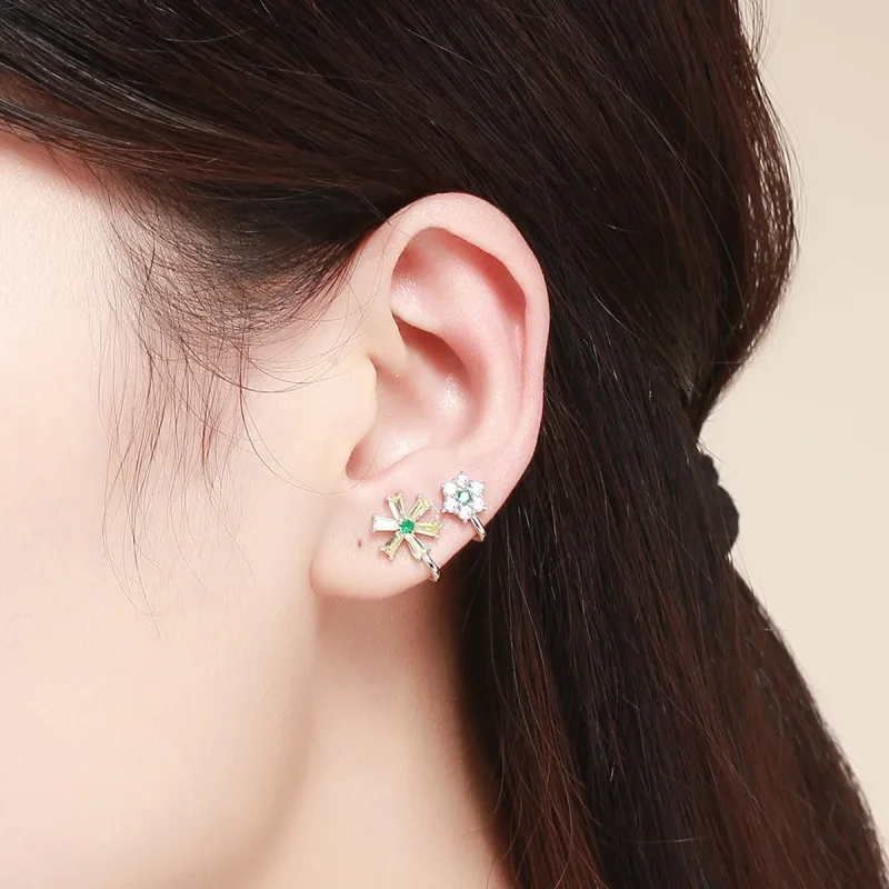 (image for) Pandora Style Silver Daisy Flower Stud Earrings - SCE487 - View 4