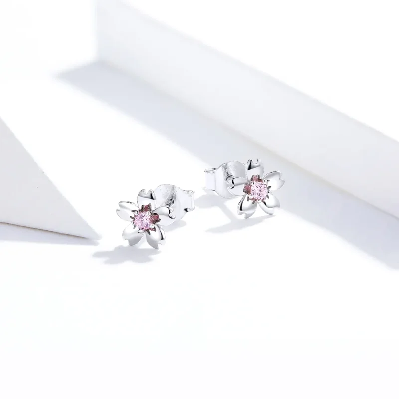(image for) Pandora Style Silver Daisy Flower Stud Stud Earrings - SCE784 - View 2