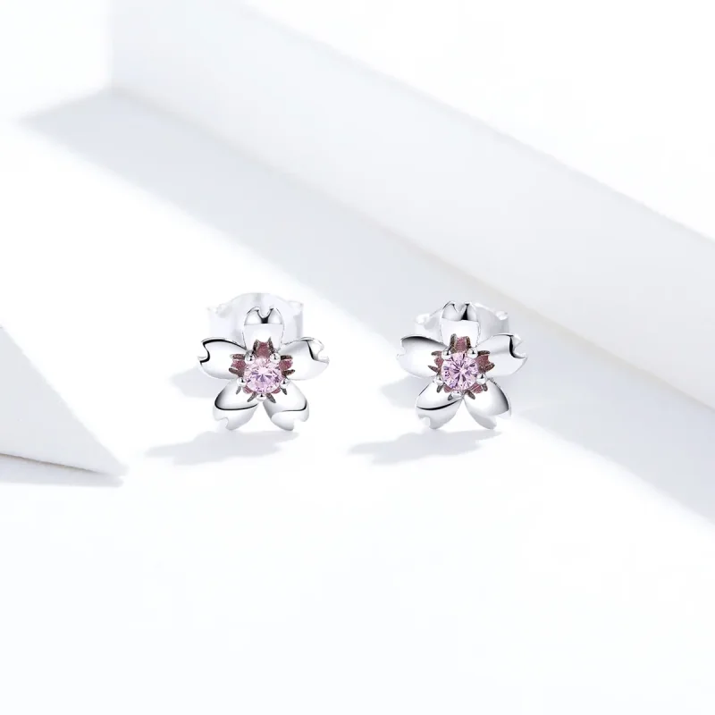 (image for) Pandora Style Silver Daisy Flower Stud Stud Earrings - SCE784 - View 4