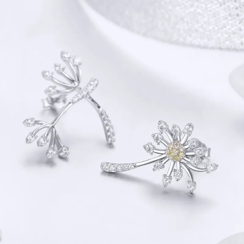 (image for) Pandora Style Silver Dandelion Love Stud Earrings - SCE506 - View 2