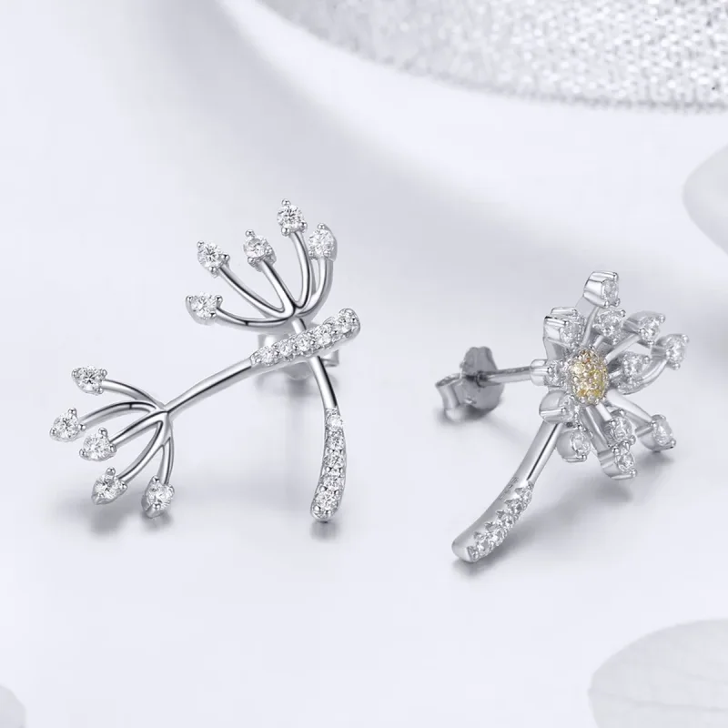 (image for) Pandora Style Silver Dandelion Love Stud Earrings - SCE506 - View 3