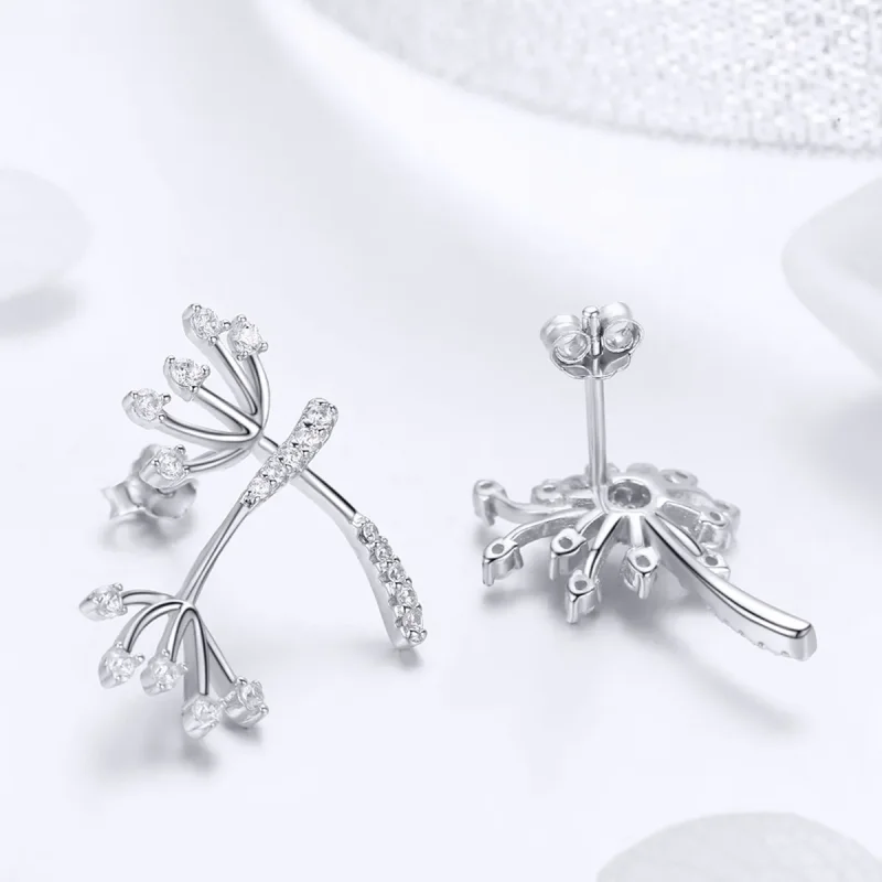 (image for) Pandora Style Silver Dandelion Love Stud Earrings - SCE506 - View 4