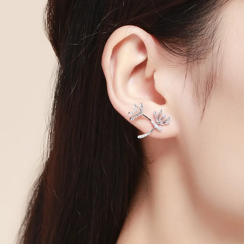 (image for) Pandora Style Silver Dandelion Love Stud Earrings - SCE506 - View 6