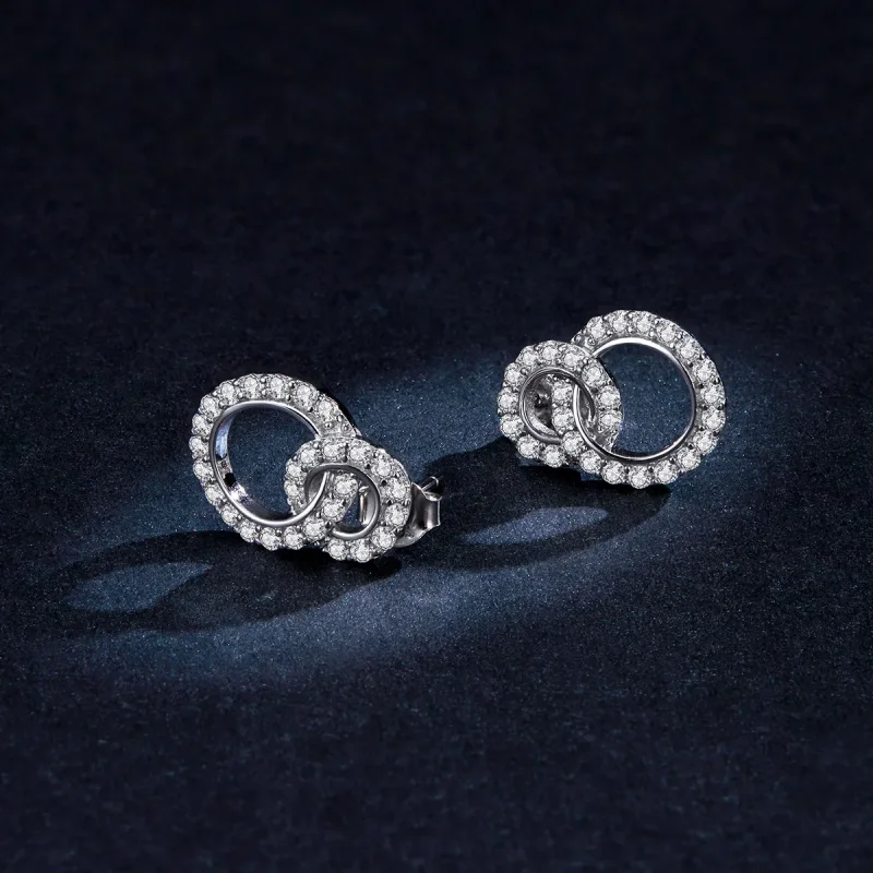 (image for) Pandora Style Silver Dazzling Doubles Stud Earrings - BSE388 - View 5