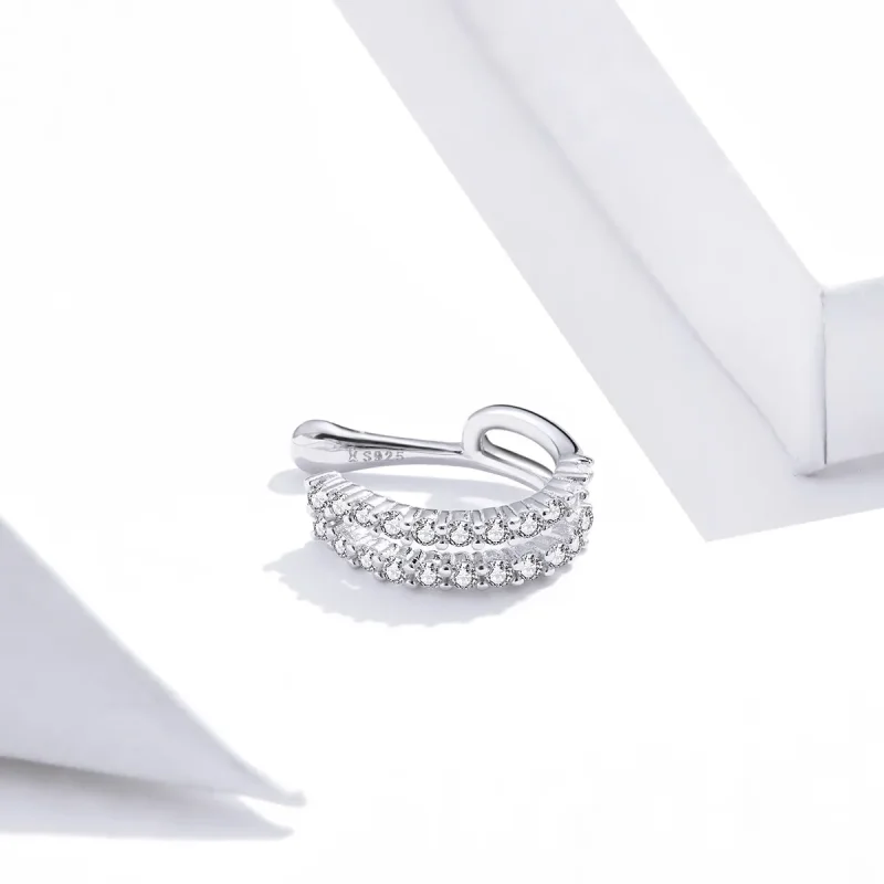 (image for) Pandora Style Silver Dazzling Ear clip - SCE904 - View 2