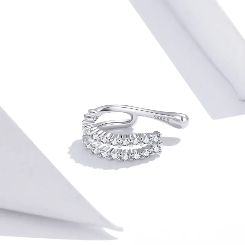 (image for) Pandora Style Silver Dazzling Ear clip - SCE904 - View 4