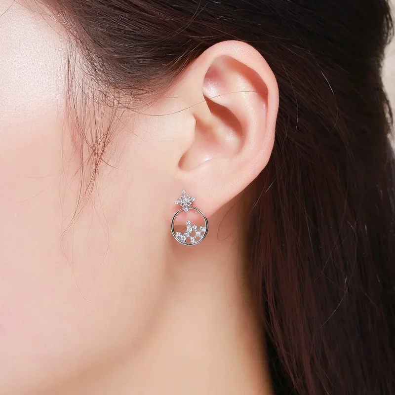 (image for) Pandora Style Silver Declaration of Grace Hoop Earrings - SCE351-1H - View 4