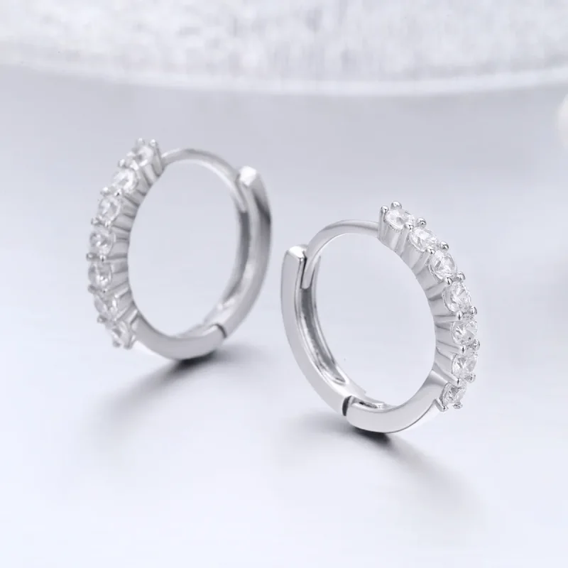 (image for) Pandora Style Silver Declaration of Grace Hoop Earrings - SCE351-1H - View 5