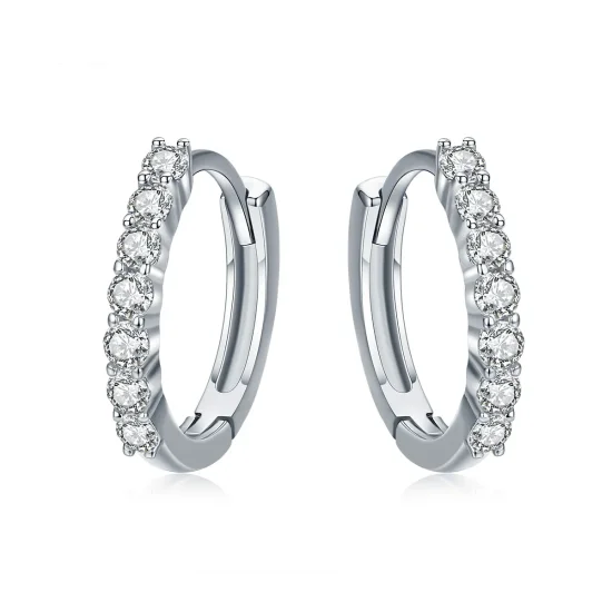 (image for) Pandora Style Silver Declaration of Grace Hoop Earrings - SCE351-1H