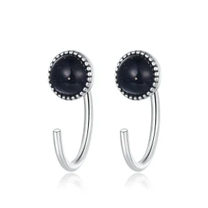 (image for) Pandora Style Silver Deep Night Sky Hoop Earrings - SCE950
