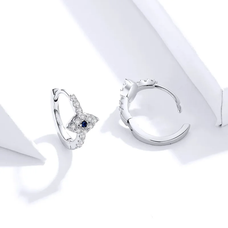 (image for) Pandora Style Silver Devil'S Eye Hoop Earrings - SCE783-A - View 4
