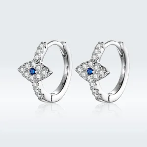 (image for) Pandora Style Silver Devil'S Eye Hoop Earrings - SCE783-A