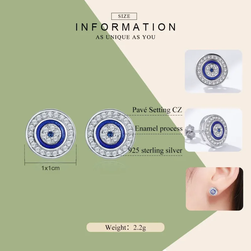 (image for) Pandora Style Silver Devil's Eye Stud Earrings - SCE148 - View 4