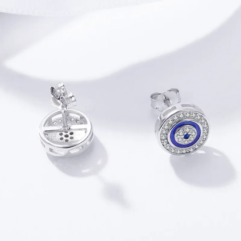 (image for) Pandora Style Silver Devil's Eye Stud Earrings - SCE148 - View 5
