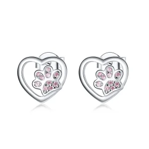 (image for) Pandora Style Silver Dog Paw Stud Earrings - SCE977
