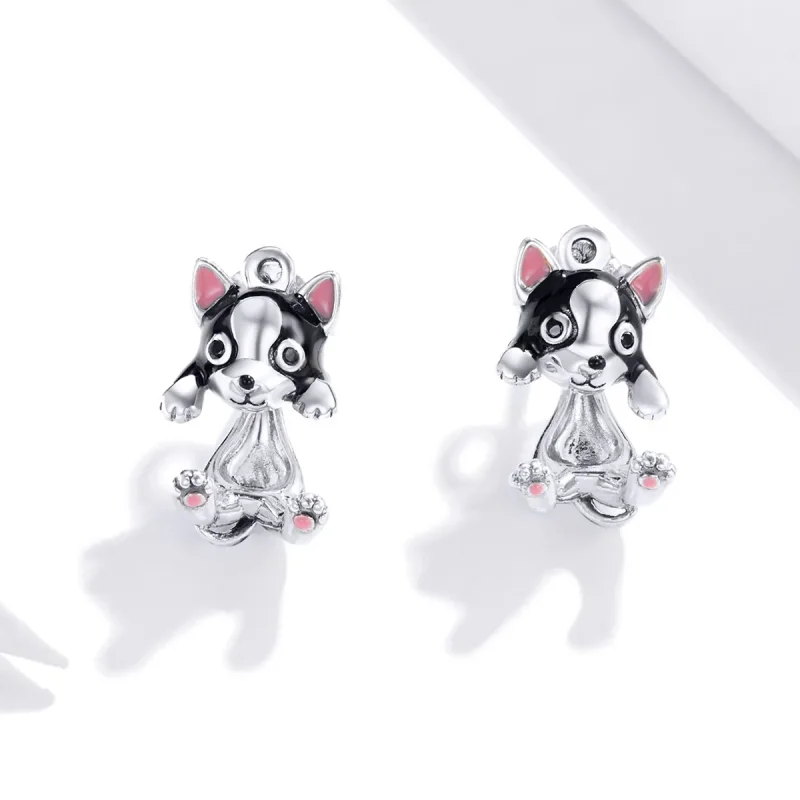 (image for) Pandora Style Silver Dog Stud Earrings - SCE978 - View 2