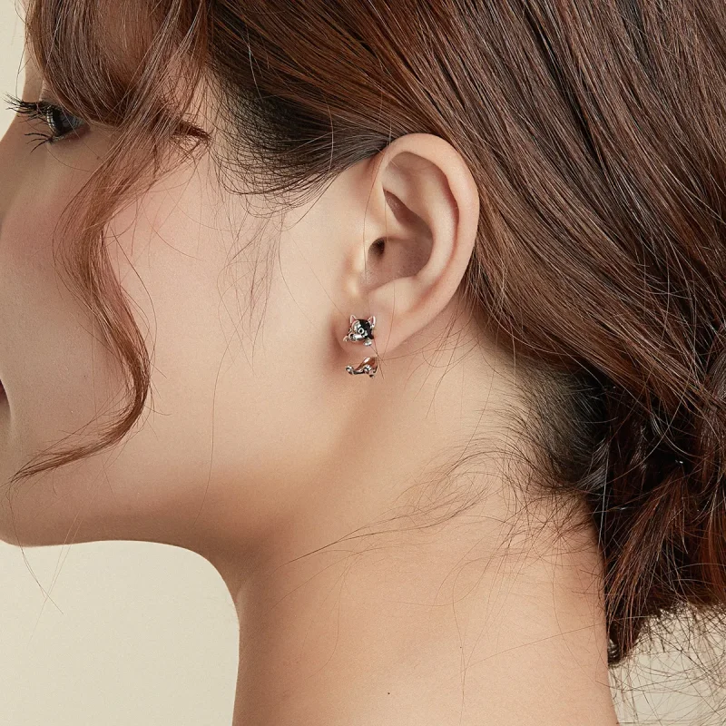 (image for) Pandora Style Silver Dog Stud Earrings - SCE978 - View 6