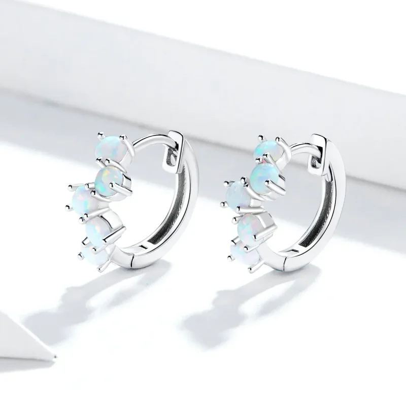 (image for) Pandora Style Silver Dream Bubbles Hoop Earrings - SCE941 - View 3