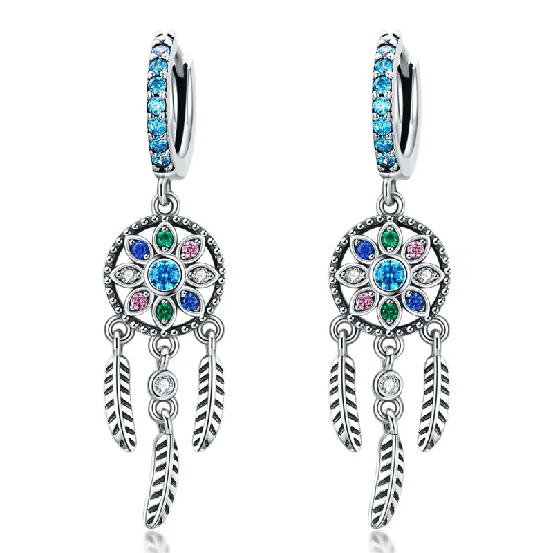 (image for) Pandora Style Silver Dream Catcher Dangle Earrings - SCE713