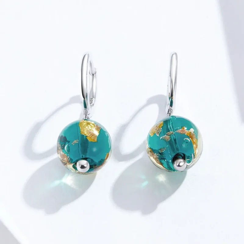 (image for) Pandora Style Silver Dream Glass Dangle Earrings - SCE817 - View 2