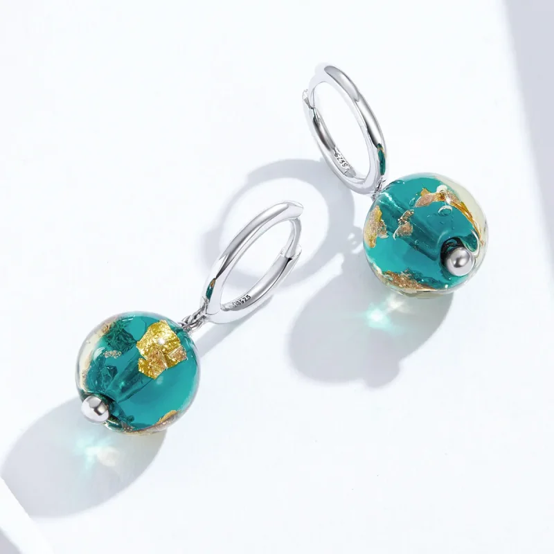 (image for) Pandora Style Silver Dream Glass Dangle Earrings - SCE817 - View 3
