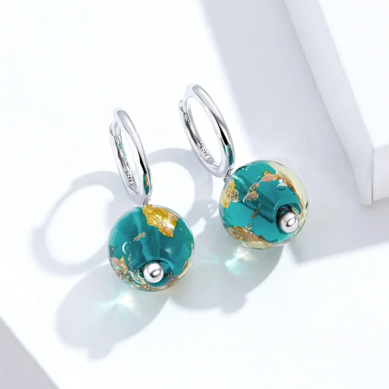 (image for) Pandora Style Silver Dream Glass Dangle Earrings - SCE817 - View 4