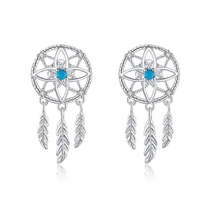 (image for) Pandora Style Silver Dreamcatcher Dangle Earrings - BSE339