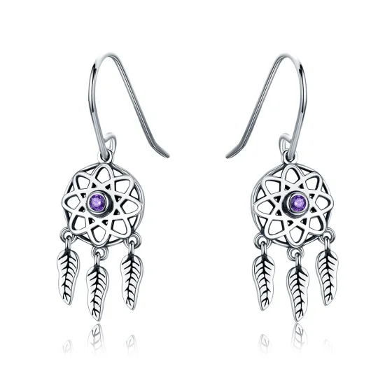 (image for) Pandora Style Silver Dreamcatcher Hanging Earrings - SCE394
