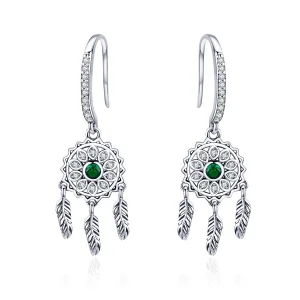(image for) Pandora Style Silver Dreamcatcher Hanging Earrings - SCE441