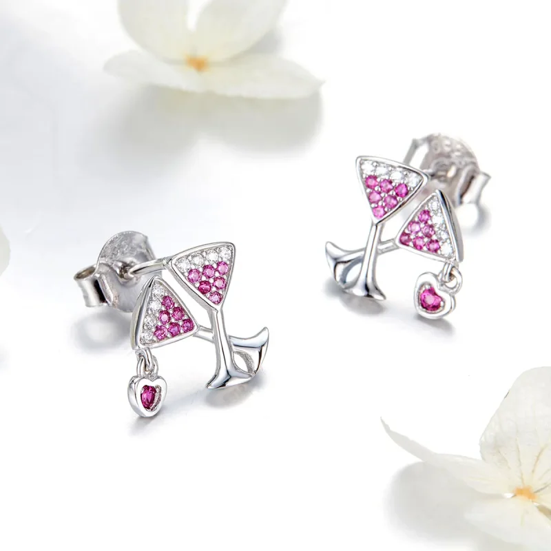 (image for) Pandora Style Silver Drink Wedlock Stud Earrings - SCE571 - View 3