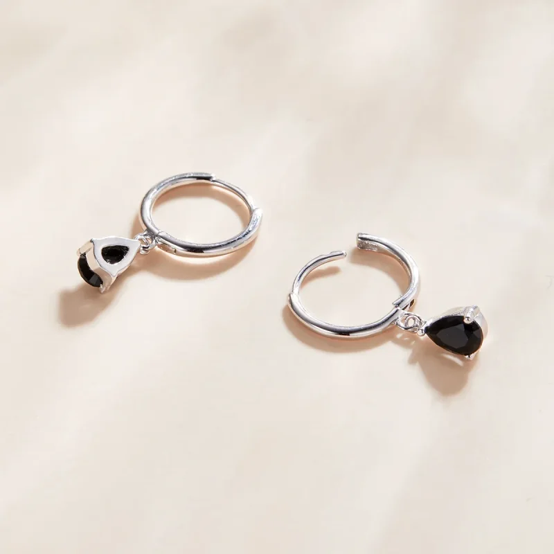 (image for) Pandora Style Silver Drop Dangle Earrings - SCE1018-BK - View 2