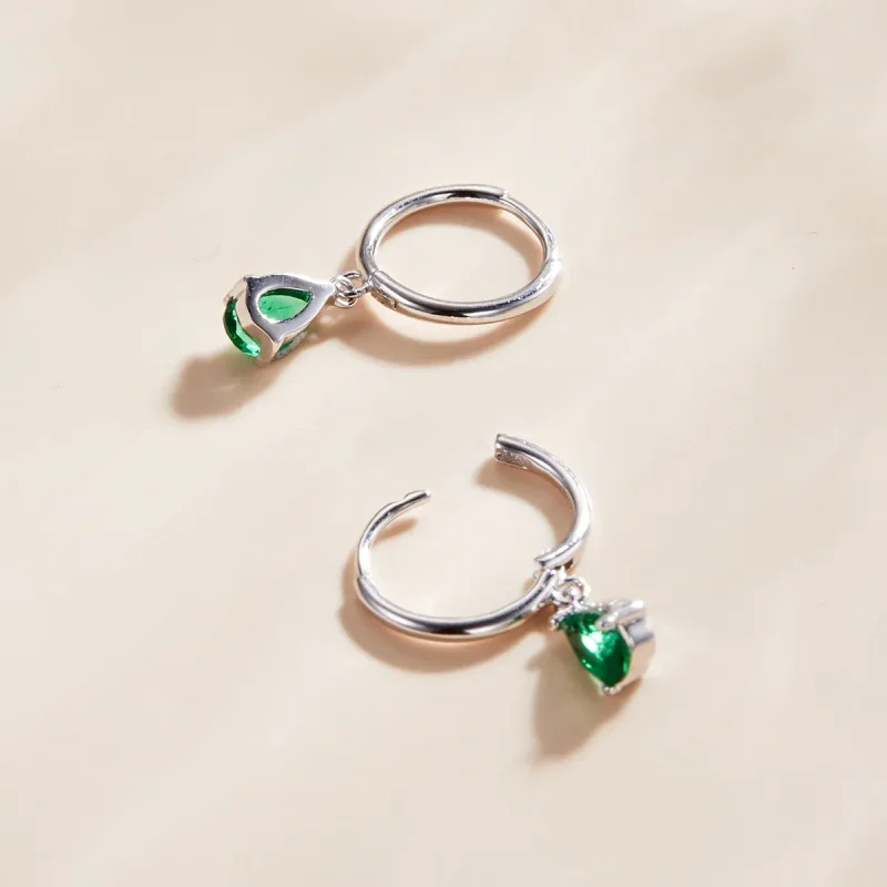 (image for) Pandora Style Silver Drop Dangle Earrings - SCE1018-GN - View 2