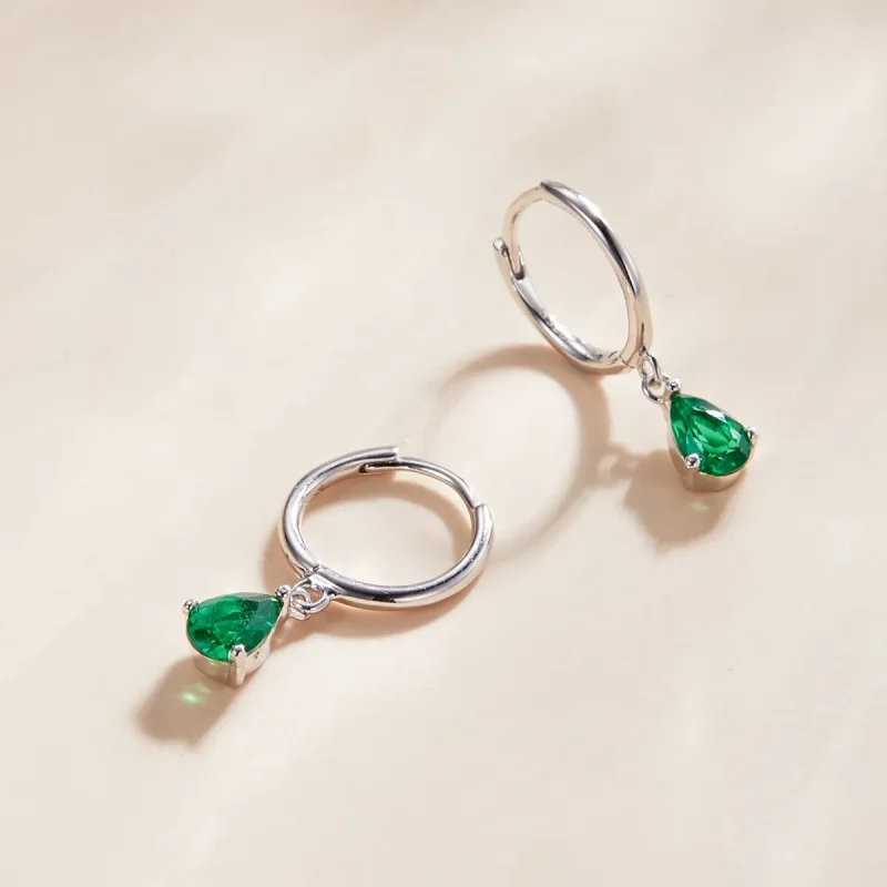 (image for) Pandora Style Silver Drop Dangle Earrings - SCE1018-GN - View 3