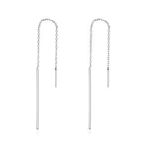 (image for) Pandora Style Silver Elegant Line Hanging Earrings - SCE490