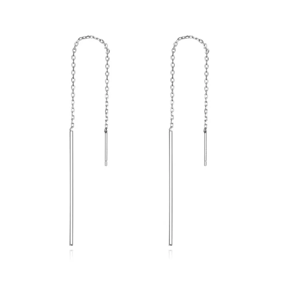 (image for) Pandora Style Silver Elegant Line Hanging Earrings - SCE490