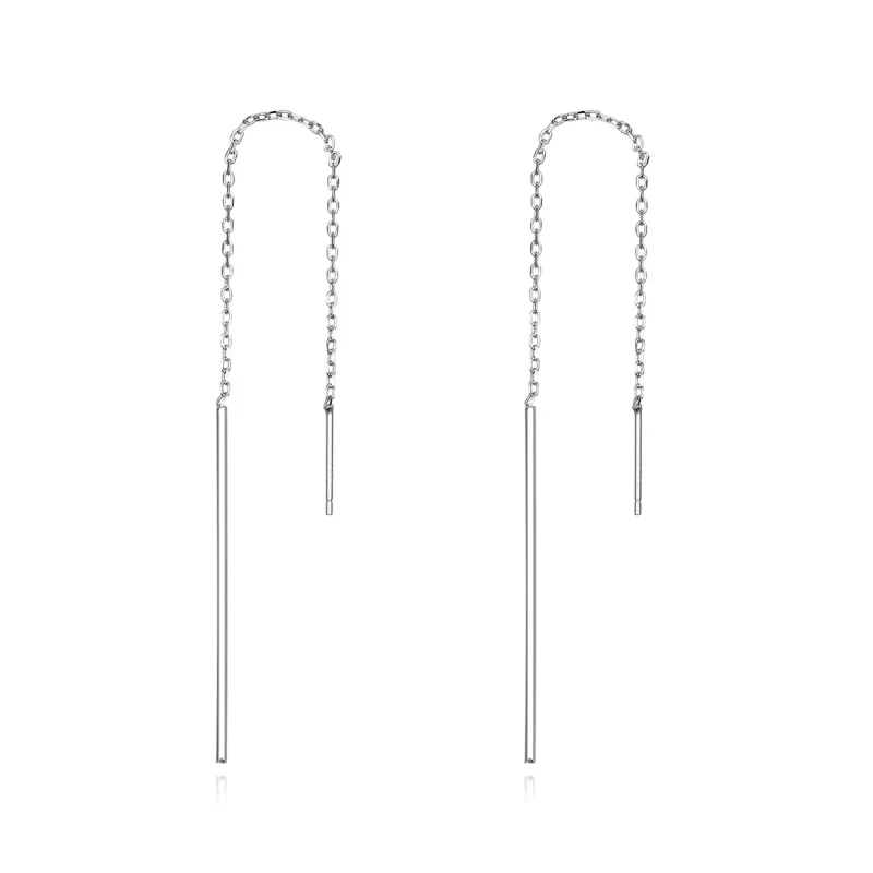 (image for) Pandora Style Silver Elegant Line Hanging Earrings - SCE490