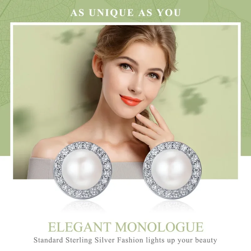 (image for) Pandora Style Silver Elegant Monologue Stud Earrings - SCE122 - View 2