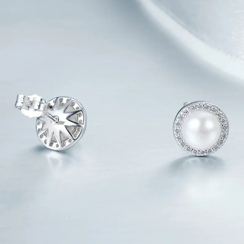 (image for) Pandora Style Silver Elegant Monologue Stud Earrings - SCE122 - View 5
