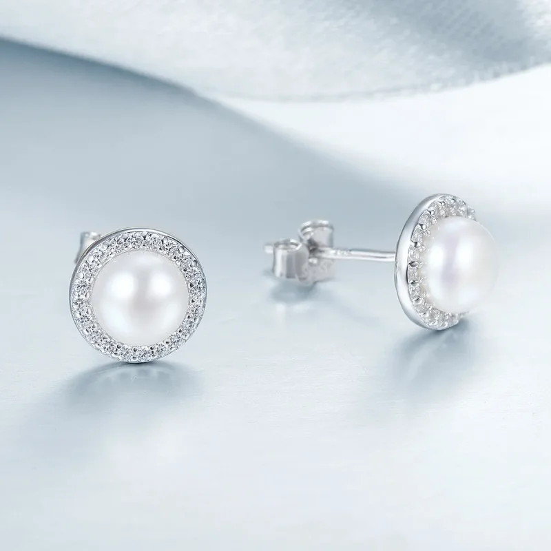(image for) Pandora Style Silver Elegant Monologue Stud Earrings - SCE122 - View 6