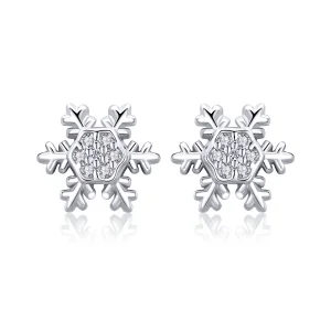 (image for) Pandora Style Silver Elegant Snowflakes Stud Earrings - BSE009