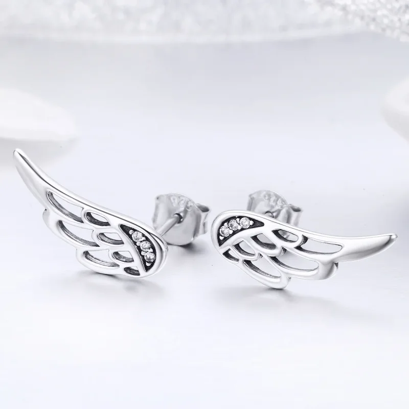 (image for) Pandora Style Silver Elf Wings Stud Earrings - SCE343 - View 6