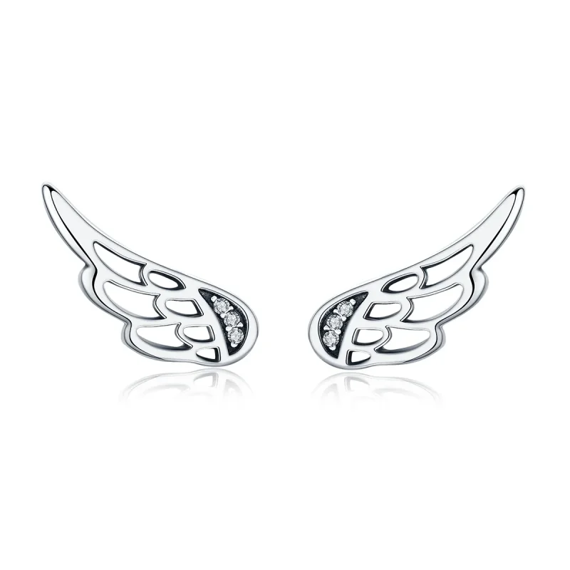 (image for) Pandora Style Silver Elf Wings Stud Earrings - SCE343