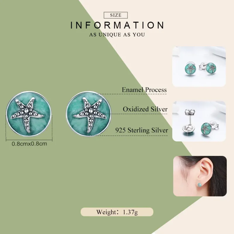 (image for) Pandora Style Silver Fantasy Starfish Stud Earrings - SCE205 - View 4