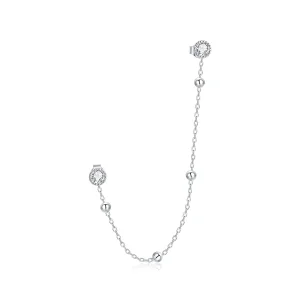 (image for) Pandora Style Silver Fashion Beaded Chain Dangle Earrings - SCE1107