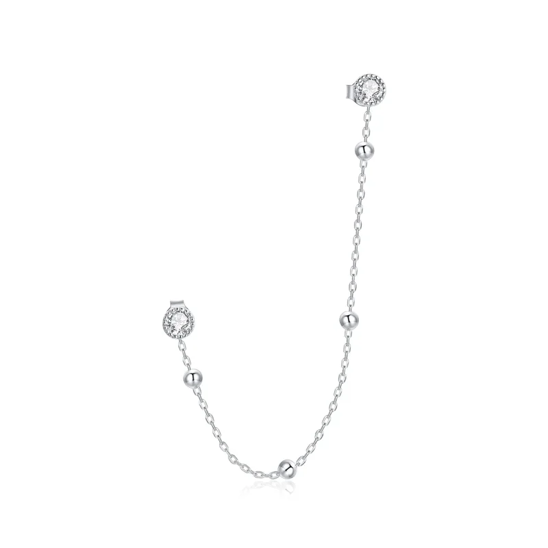 (image for) Pandora Style Silver Fashion Beaded Chain Dangle Earrings - SCE1107