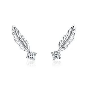 (image for) Pandora Style Silver Feather Stud Earrings - SCE610
